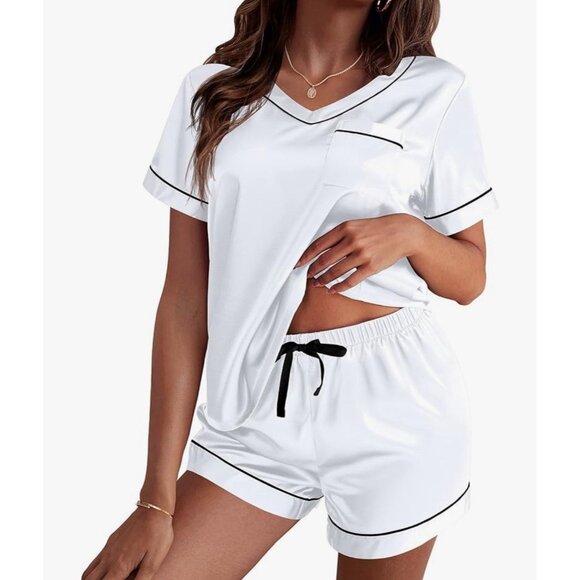 Ekouaer Women Pajama Set XL Short Sleeve Top Shorts - Picture 4 of 7